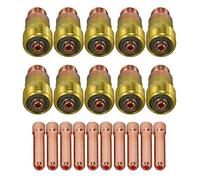RIVERWELD TIG Lente de gas rechoncho 17GL332 2,4 mm 10N24S Kit de pinza TIG compatible con DB SR WP 17 18 26 Antorcha de soldadura TIG 20 piezas