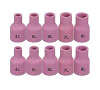 RIVERWELD TIG Lente de gas Taza de cerámica Kit extra largo 53N58L (No.4L) 53N59L (No.5L) 53N60L (No.6L) 53N61L (No.7L) 53N61SL (No.8L) para SR WP 9 17 18 20 25 26 Antorcha de soldadura TIG 10 piezas