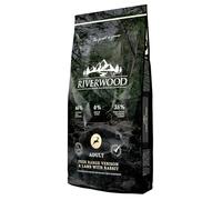 Riverwood Adult | Freiland Hirsch & Cordero con conejo | Ultra Premium sin cereales Hipoalergénico Alimento seco para perros adultos | Alto porcentaje de carne | Perros menos activos y mayores | 12 kg