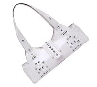 Rivet Punk Styles - Bolso de hombro con forma de bola de masa hervida de piel sintética para mujer que busca moda moderna bolsa de motociclista, White, One Size