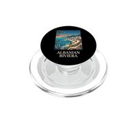 Riviera Albanesa Coastal Village Retro Travel Design PopSockets PopGrip para MagSafe