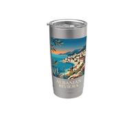 Riviera Albanesa Coastal Village Retro Travel Design Vaso térmico de acero inoxidable de doble pared
