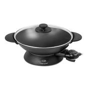 Riviera&bar Wok Eléctrico 5 L - Experto - con depósito de aluminio fundido con tapa de cristal, termostato ajustable, perfecto para 8 personas, accesorios y limpieza fácil, 2200 W