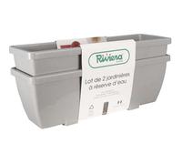 Riviera RIV3580796587772 Jardinera EVA - Juego de 2 jardineras de Plástico - 57 cm - Color Piedra