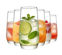 Riville Water and Juice Glasses, Set of 6, 340ml All-Round Glasses for Home, Restaurants and Parties, Cocktail and Water Glass Set