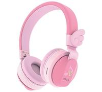 Riwbox BT05 Wings - Auriculares inalámbricos Bluetooth para niños, 85dB/103db, Control de Volumen para niños, Plegables con micrófono/Tarjeta TF Compatible con PC/Escuela/Tableta (Rosa)