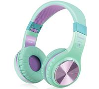 Riwbox XBT-80 sobre la Oreja con micrófono, Auriculares inalámbricos y con Cable para PC/teléfonos celulares/TV/iPad (Verde Morado)
