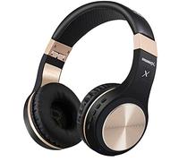 Riwbox XBT-80 sobre la Oreja con micrófono, Auriculares inalámbricos y con Cable para PC/teléfonos celulares/TV/iPad (Oro Negro)