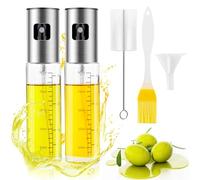 Riwer Pulverizador Aceite 2 Pcs Spray Aceite Cocina Dispensador de Aceitera Spray en Botella Oliva Vaporizador de Aceite y Vinagre para Cocinar, Hornear, Ensaladas
