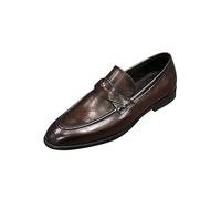 RIXANT Mocasines de Piel sintética for Hombre: Zapatos Formales de Negocios con Cordones, Punta Puntiaguda, tacón Plano, for Uso Informal en la Oficina.(Brown,5.5UK/39EU)