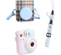 Rixavleo Paquete de accesorios para cámara Polaroid Mini 12, funda de silicona colorida + bolsa cruzada para cámara + correa ajustable (patrón de gato azul), kit protector 3 en 1 para diversión