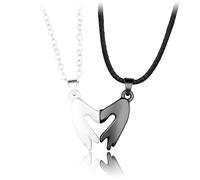 RIXERKOC Collar a Juego para Pareja Collar Imán para Mejor Amiga Collar Personalizado San Valentín Cumpleaños Aniversario Regalos (Plata y negro)