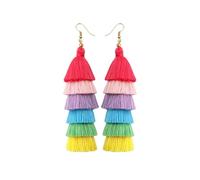 RIXERKOC Pendientes del Orgullo Arcoiris para Mujeres Hechos a Mano Borla Larga Pendientes LGBT Colgante Bohemio Colorido Desfile del Mes del Orgullo Accesorios Regalo LGBTQ (Arco iris-B)