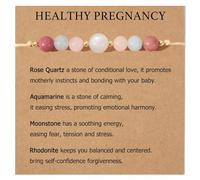 RIXERKOC Pulsera Embarazo para Futuras Mamás, Pulsera de Piedra Lunar Pulsera de Cuarzo Rosa para Mujer, Regalo para Embarazo Saludable Regalo para el Día de la Madre (B)