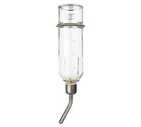 RIXIE - Bebedero de Cristal, 500 ml, Transparente, con Tapón y Tubo Metálicos, A Prueba de Mordiscos, Ideal para Conejos, Hámsters, Cobayas y Otros Roedores