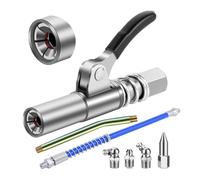 Rixotix Boquilla para engrasar 12000 PSI, liberación rápida, con manguera de conexión de 30 cm, compatible con accesorios (color: plata)