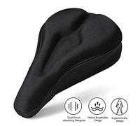 RIXOW Sillín Cubre Bicicleta Gel, Funda Sillin Bicicleta Gel, 28x18cm Asiento de Bici, Sillín Cojín Suave para Bici de Carretera, Estática, E-Bike, MTB, Urbana