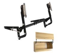 Riyhch Bisagra de elevación vertical, brazo neumático de elevación vertical, bisagra mecánica de cocina, cierre lento, duradera y silenciosa, ajuste para gabinetes de 50 a 90 cm, color negro mate
