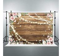 Riyidecor - Fondo de madera de color marrón claro con flores rosas rústicos