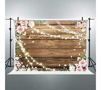 Riyidecor - Fondo de Madera rústico con diseño de Flores Rosas y Brillantes, Color marrón Claro, para decoración de Bodas, Fotos de 7 x 5 pies