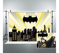 Riyidecor Superhero Cityscape Batman telón de fondo noche construcciones escena fotografía fondos 7 x 5 pies Baby Shower niño fiesta de cumpleaños Celebración Home Decor Photo Shoot Studio tela de