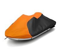 RIYIFER 136"-145" Funda Jet Ski, Trailerable Fundas para Moto para PWC 600D Impermeable Oxford Tela Cubierta para Moto de Agua para Modelos de pie y de 3 Plazas,Black + Orange,3.6 * 2.5m