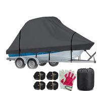 RIYIFER Gran Tamaño Funda Rígida para Barco T Top, Barco con Cubierta Fueraborda Tela Oxford 600D Impermeable para Tri-Hull, V-Hull, Runabout,Negro,25~27FT: 830 * 330 * 234CM