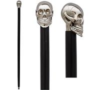 Riylox Bastón de madera de palisandro con cabeza de calavera de latón para hombre