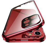 Riyueyi Funda para iPhone 13 Mini/13/13 Pro/13 Pro MAX con Protector de Cámara Anti-Spy Carcasa Anti-Peep Privacy Vidrio Templado Cover Adsorción Magnética Anti-pío Case,Rojo,for 13 Mini