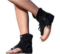 Riyueyi Sandalias de Mujer con cuña y tacón de Peeptoe para la Playa Transpirables, Tallas Grandes, para Verano, Sexy, Antideslizantes, Modernas, Elegantes y gladiadores Romanos.,Negro,US4.5/EU35
