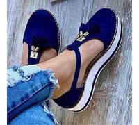 Riyueyi Sandalias para Mujer Zapatos para Mujer 2021 Nuevas Sandalias Informales con Hebilla para Nevera, tacón, Plataforma Plana, Verano, Sandalias de Talla Grande para Mujer,Azul,43
