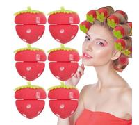 Rizado de cabello sin calor, cabello rizos sin calor,Roller de esponja de rizadores durante la noche de fresa - 6x Sin herramientas de peinado para dormir para dormir, herramienta de rizado para rizos