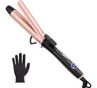 Rizador de 1.2 pulgadas con clip de resorte, incluye guante resistente al calor, rosa