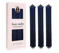 Rizador de cabello sin calor de satén suave para mujer, sin calor, varillas de peinado con calor, rizos para dormir para todo tipo de cabello (3 unidades, azul marino)