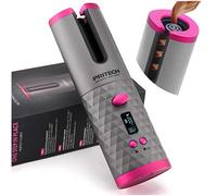 Rizador de pelo automático inalámbrico USB recargable portátil giratorio de pelo eléctrico con pantalla LCD antiescaldadura completa rizos de temperatura ajustable temperatura ajustable