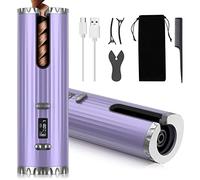 Rizador de Pelo Automático, Rizador Pelo Inalámbrico Portátil con 6 Ajustes de Temperatura y Función de Temporizador, Plancha Rizadora de Pelo Recargable USB, LCD Inteligente e Inducción Anti-Enredos