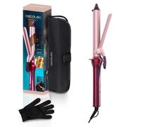 Rizador de Pelo Cecotec SurfCare CurlClip Cerámica Keratina Argán 25mm 120-200°C 5 Ajustes Con Pinza Guante y Bolsa Rosa