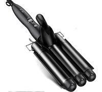 Rizador de pelo con 3 varitas de barril, rizador de pelo de calentamiento rápido, con pantalla LCD de temperatura, rizador de pelo con doble voltaje, rizador de pelo, herramientas de peinado (rosa)