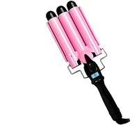 Rizador de pelo con 3 varitas de barril, rizador de pelo de calentamiento rápido, con pantalla LCD de temperatura, rizador de pelo con doble voltaje, rizador de pelo, herramientas de peinado (rosa)