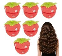Rizador de Pelo Sin Calor con Diseño de Fresa 6 Piezas Espuma para Dormir y | Rizador sin Calor Fresa para Cabello Para Hotel Vacaciones Casuales Fiesta Reunión Evento Fresa