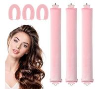 Rizador de pelo sin calor, diadema sin calor, rizadores de cabello sin calor para todo tipo de cabello, rodillo suave para dormir, juego de rizos durante la noche (rosa)