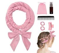 Rizador de pelo sin calor, juego de bandas de rizos sin calor, antideslizantes, para la noche DIY con horquilla, rizos para cabello largo y mediano (Rosa, 1 unidad (Paquete de 7))