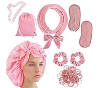 Rizador de pelo sin calor, set completo de 1 rizo nocturno, 2 diademas de terciopelo, 2 ligas elásticas, 1 pinza, 1 gorro de satén y 1 bolsa de almacenamiento, ideal para cabello largo y medio