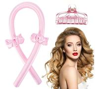 Rizador de Pelo Sin Calor, Set de con Diadema y Clips - Moldeador Heatless para Dormir, Crea Rizos Naturales, para Cabello Corto/Medio/Largo, (Rosa)