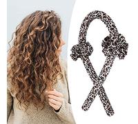 Rizador de pelo, tela de esponja de espuma sin calor, varilla para rizar sin calor para fiestas de cumpleaños, banquetes para uso diario(Leopardo)