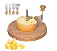 Rizador de queso con forma de flor, rueda para cortar queso con tapa y mango, cortador de queso de acero inoxidable con cúpula, cuchilla afilada y base de madera (Standard Model, No Cover)
