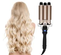 Rizador de varita de hierro de onda, rizador de pelo, Varita de hierro para rizar de 3 barriles, herramientas de peinado de cabello rizado de bricolaje(US03)