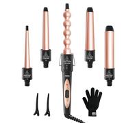 Rizador Pelo 5 en 1, Ohuhu Tenacillas De Pelo Profesional con Barril Cerámico Intercambiable y Guante Protector Para Todo Tipo de Cabello, Calentamiento Instantáneo y Temperatura Ajustable