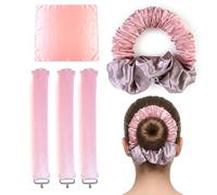 Rizador Pelo Sin Calor Goma Flexible, Kit 5 Piezas Heatless Curls con Ganchos Pañuelo, Ondas Sin Calor para Dormir, Rulos Pelo Grandes Caucho Suave, Rodillo Pelo Rizado Nocturno, Regalo Mujer Rosa