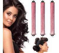 Rizador Pelo Sin Calor,Rizos Durante la Noche, Rizador de Pelo Overnight Blowout,Rizos Sin Calor, Rizador Pelo Ondas Sin Calor Varilla,con Gancho,DIY Rizos Sin Calor para Rizos, Cortos (Rosa)